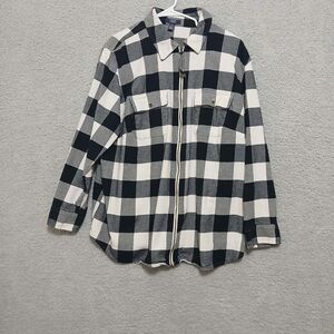 Full Zip Plaid Flannel Shirt Size 1X Casual Layer Cotton Chaps